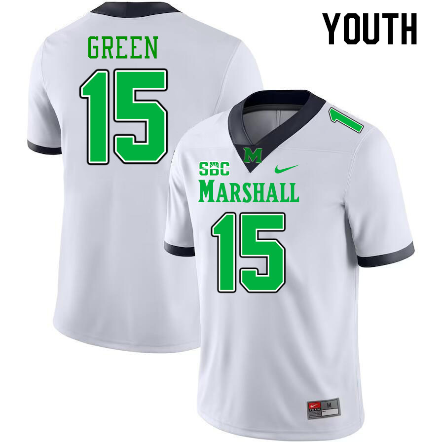 Youth #15 Michael Green Marshall Thundering Herd SBC Conference College Football Jerseys Stitched-Wh